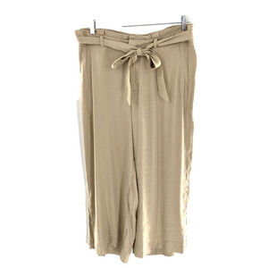 Banana Republic Womens Wide Leg‎ Pants Paper Bag Belted Tan Linen Blend Sz 12